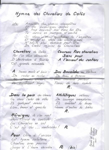 Hymne des Chevaliers de Calès